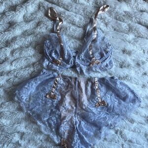 Victoria's Secret lavender and Tan Lace Chemise